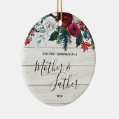 Unser erstes Weihnachten als Vater und Mutter Keramik Ornament (Rechts)