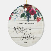 Unser erstes Weihnachten als Vater und Mutter Keramik Ornament (Links)