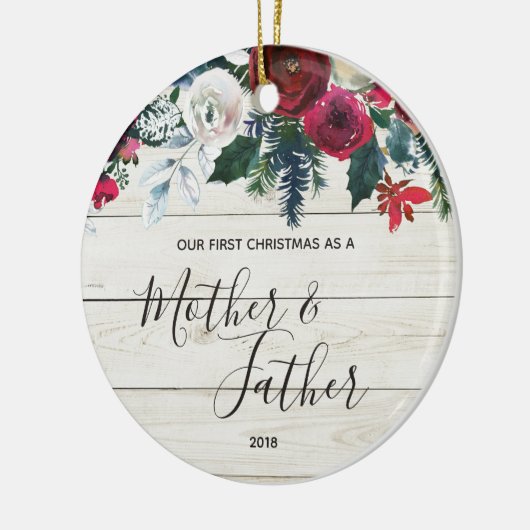 Unser erstes Weihnachten als Vater und Mutter Keramik Ornament (Links)