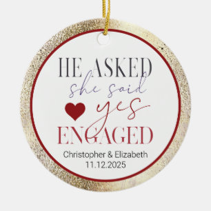 Unser erstes Weihnachten als Verlobte Keramik Ornament
