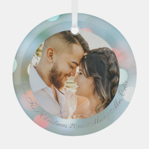 Unser erstes Weihnachten DIY Namen Datum Foto Grau Ornament Aus Glas