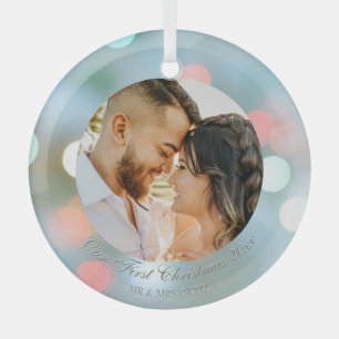 Unser erstes Weihnachten DIY Namen Datum Foto Grau Ornament Aus Glas