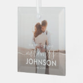 Unser erstes Weihnachten Elegant Script Mr. und Mr Ornament Aus Glas (Vorderseite links)