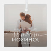 Unser erstes Weihnachten Elegant Script Mr. und Mr Ornament Aus Glas (Rückseite)