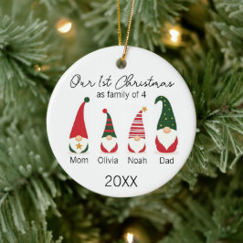 Unser erstes Weihnachten Familie zu Viert Süße Gno Keramik Ornament