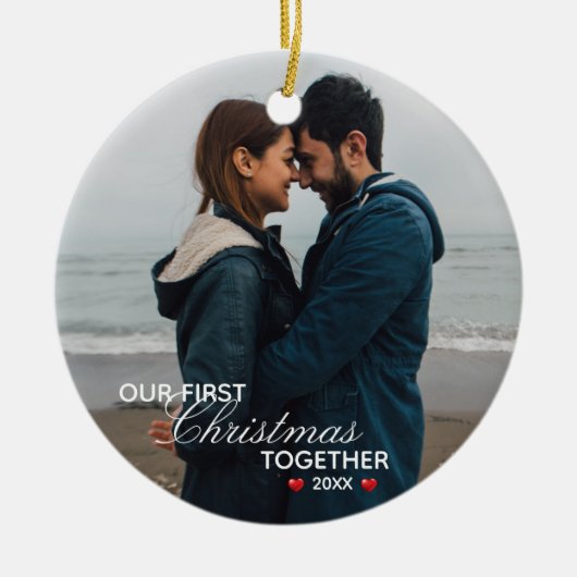 Unser erstes Weihnachten gemeinsam - Foto - Keramik Ornament (Vorne)