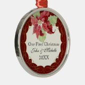 Unser erstes Weihnachten gemeinsam mit Poinsettia Silbernes Ornament (Rechts)