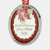 Unser erstes Weihnachten gemeinsam mit Poinsettia Silbernes Ornament (Links)