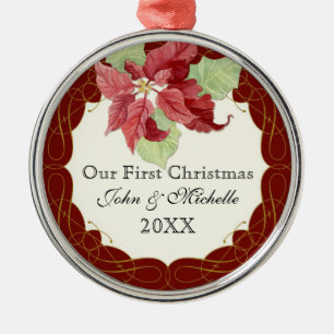 Unser erstes Weihnachten gemeinsam mit Poinsettia  Silbernes Ornament