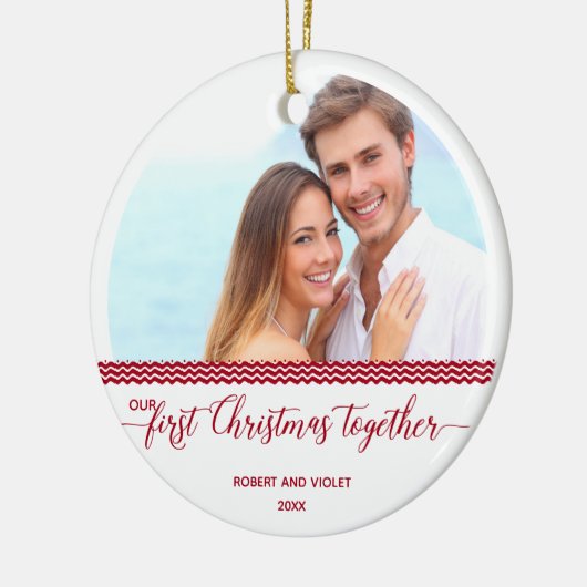 Unser erstes Weihnachten gemeinsam - Personalisier Keramik Ornament (Links)