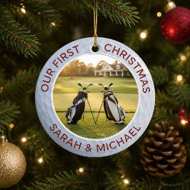 Unser erstes Weihnachten Golf-Paar-Andenken-Orname Keramik Ornament