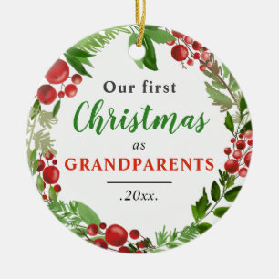 Unser erstes Weihnachten  Grandeltern Baby Foto Keramik Ornament