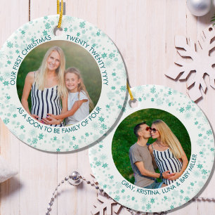 Unser erstes Weihnachten Greem Ditsy-Schneeflock Keramik Ornament