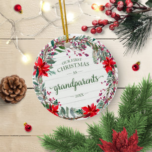 Unser erstes Weihnachten Großeltern 2020 Kranz Keramik Ornament