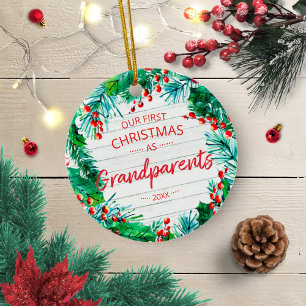 Unser erstes Weihnachten Großeltern 2024 Kranz Keramik Ornament