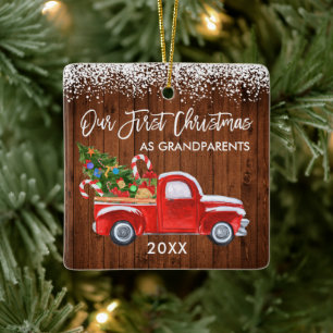 Unser erstes Weihnachten Großeltern Holz Schnee LK Keramikornament