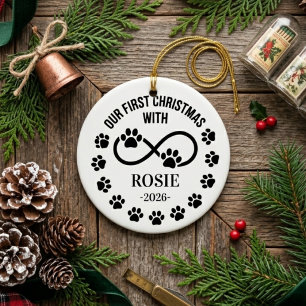 Unser erstes Weihnachten Haustier Unendlichkeit Pf Keramik Ornament