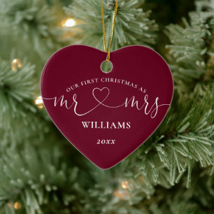 Unser erstes Weihnachten Herr Frau Burgundy Herz S Keramik Ornament