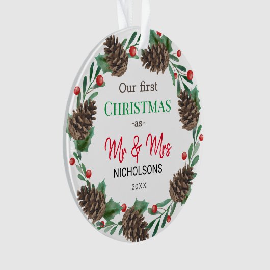 Unser erstes Weihnachten| Herr & Frau| Pinecone Ornament (Vorderseite)