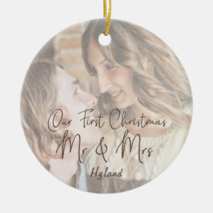 Unser erstes Weihnachten Herr und Frau Faux-Vellum Keramik Ornament