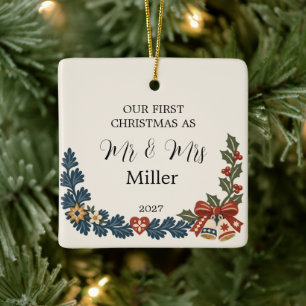 Unser erstes Weihnachten Herr und Frau Nordic Bell Keramikornament