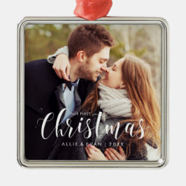 "Unser erstes Weihnachten" Hochzeitsfest - Foto Silbernes Ornament