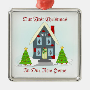 Unser erstes Weihnachten im neuen Zuhause-Feiertag Ornament Aus Metall