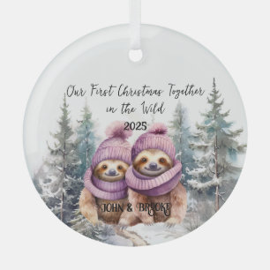 Unser erstes Weihnachten im Wilden Neugeborenen-Or Ornament Aus Glas