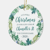 Unser erstes Weihnachten in New Zuhause Weihnachts Keramik Ornament (Links)