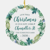 Unser erstes Weihnachten in New Zuhause Weihnachts Keramik Ornament (Hinten)