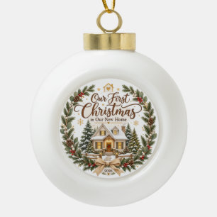 Unser erstes Weihnachten in unserem neuen Zuhause Keramik Kugel-Ornament