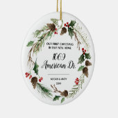 Unser erstes Weihnachten in unserem neuen Zuhause Keramik Ornament (Rechts)