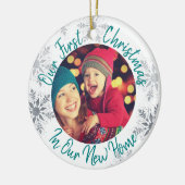 Unser erstes Weihnachten in unserem neuen Zuhause Keramik Ornament (Links)