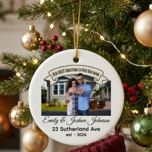 Unser erstes Weihnachten in unserem neuen Zuhause Keramik Ornament