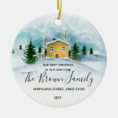 Unser erstes Weihnachten in unserem neuen Zuhause Keramikornament (Vorne)