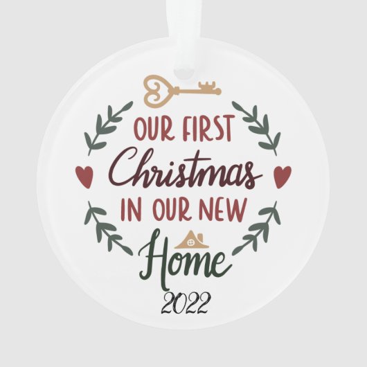 Unser erstes Weihnachten in unserem neuen Zuhause Ornament (Rückseite)