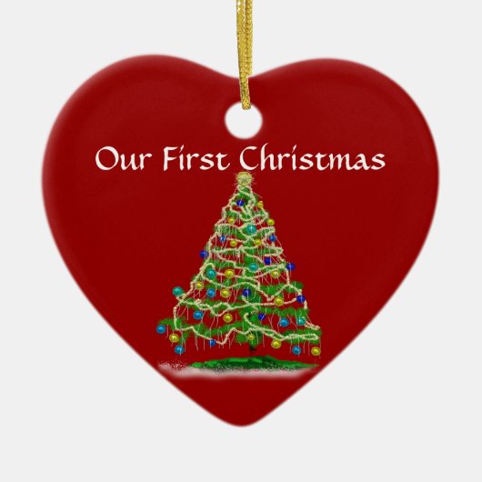 Unser erstes Weihnachten - künstlerischer Keramikornament (Vorne)