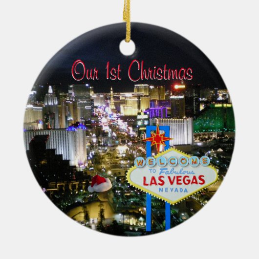 Unser erstes Weihnachten Las Vegas Keramik Ornament (Hinten)