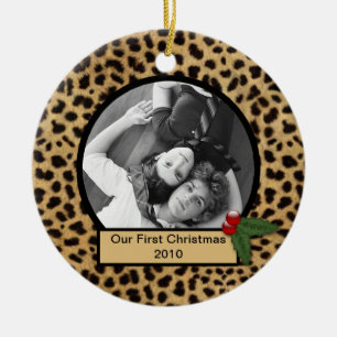 Unser erstes Weihnachten Leopardendruck-Ornament Keramikornament