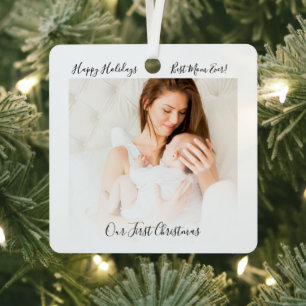 Unser erstes Weihnachten Mutter und Baby Foto Urla Ornament Aus Metall