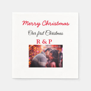 Unser erstes Weihnachten Name Foto Hochzeit verlob Serviette