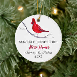 Unser erstes Weihnachten neues Zuhause Roter Kardi Keramik Ornament