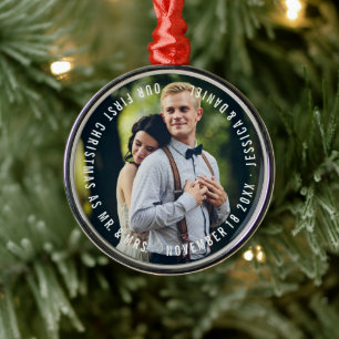 "Unser erstes Weihnachten" Newlyweds Foto Silbernes Ornament