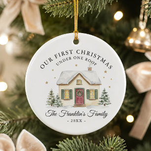 Unser erstes Weihnachten unter einem Dach Familien Keramik Ornament