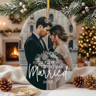 Unser erstes Weihnachten verheiratet benutzerdefin Keramik Ornament