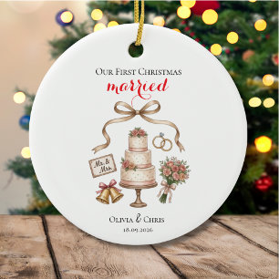 Unser erstes Weihnachten verheiratet Herr und Frau Keramik Ornament