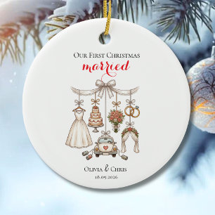 Unser erstes Weihnachten verheiratet Herr und Frau Keramik Ornament
