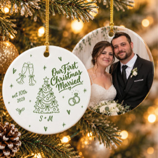 Unser erstes Weihnachten verheiratet - individuell Keramik Ornament
