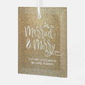 Unser erstes Weihnachten Verheiratet Mergelgold Ornament Aus Glas (Vorderseite links)