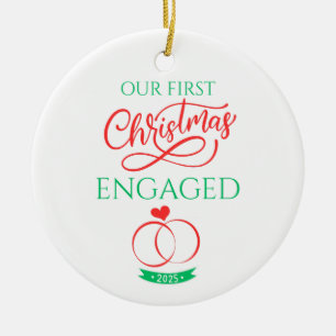 Unser erstes Weihnachten verlobt 2025 Keramik Ornament